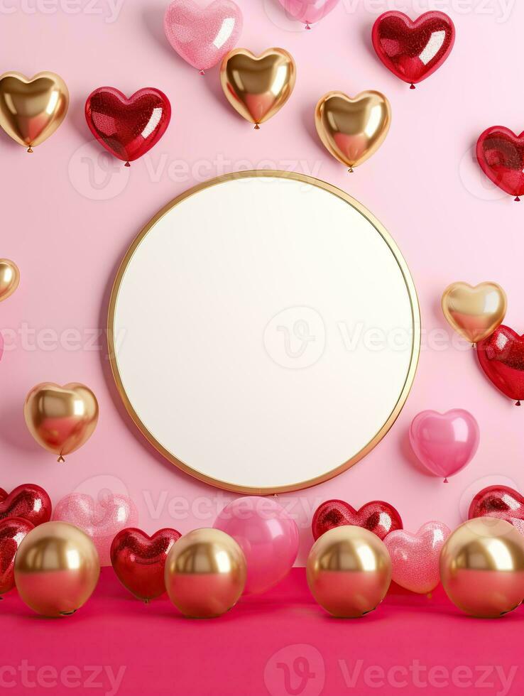 AI generated Gold circle rounded with balloon AI Generative photo