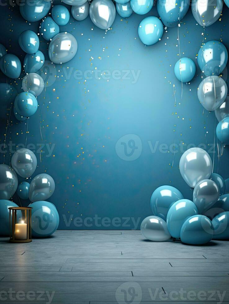 AI generated Portrait blue balloon on the blue background AI Generative photo
