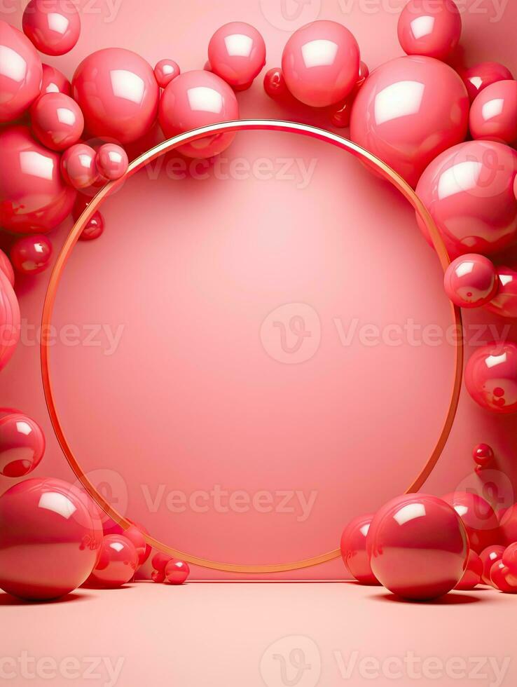 AI generated Pink circle rounded with pink balloon AI Generative photo