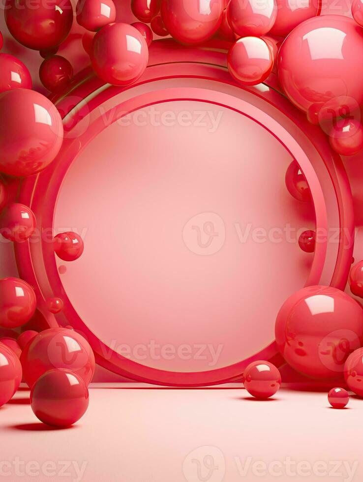 AI generated Pink circle rounded with pink balloon AI Generative photo