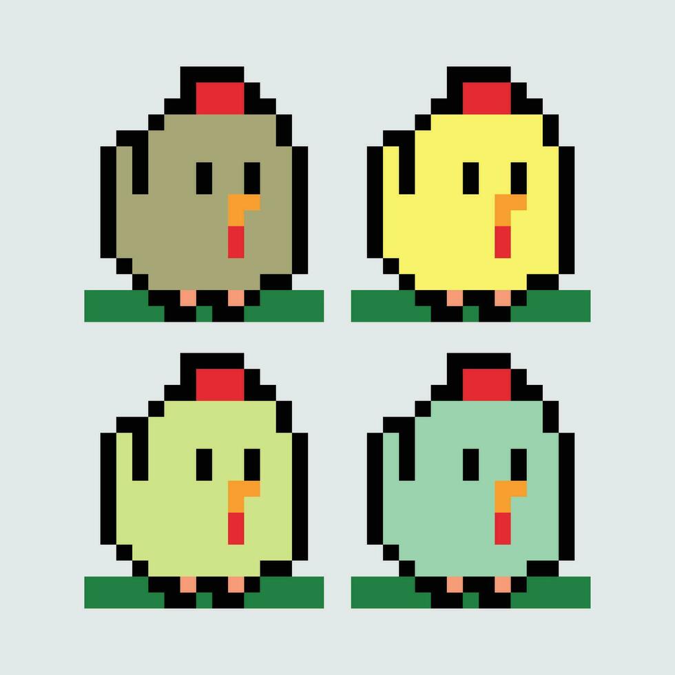 pixel art chicken vector illustration
