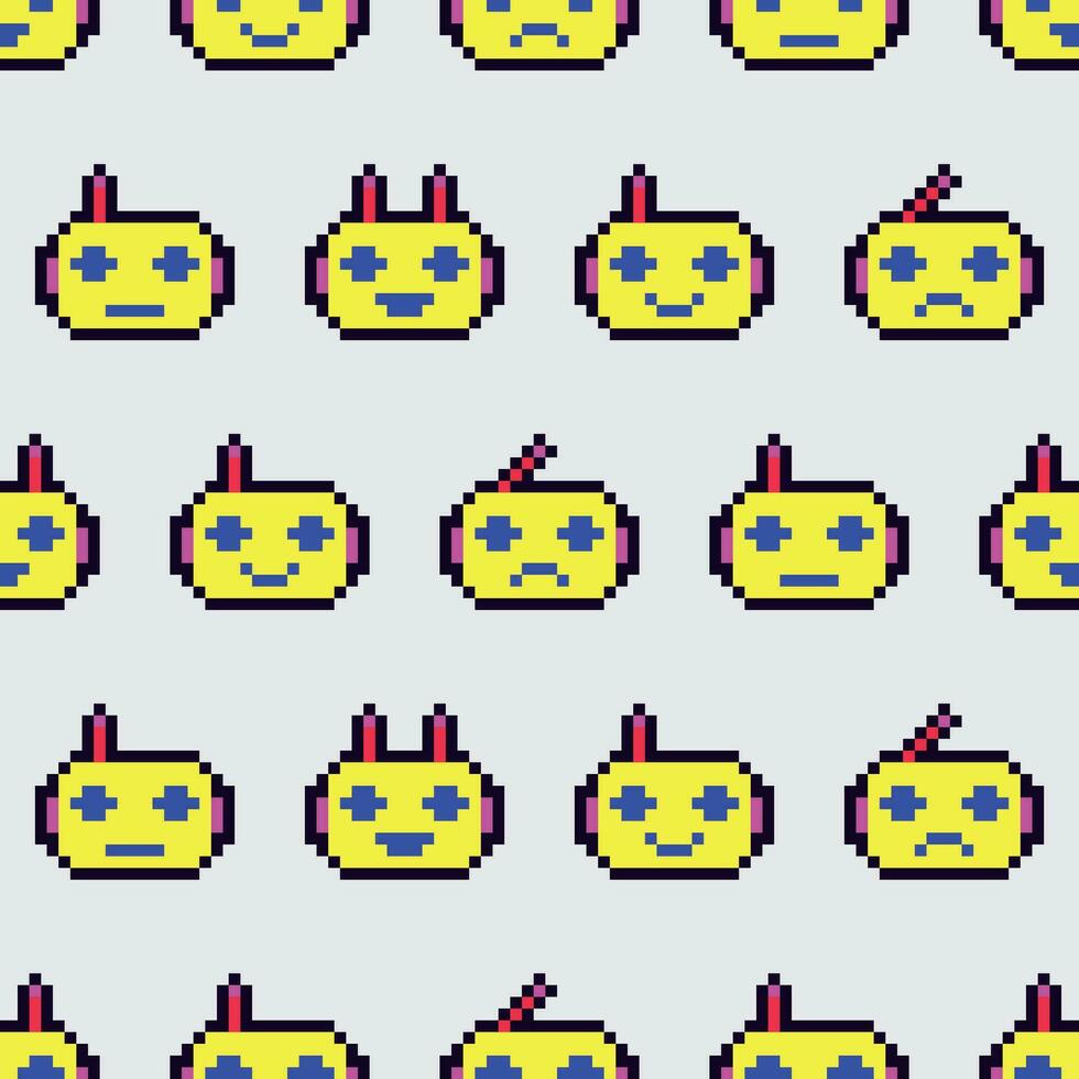 pixelated smiley faces robot vector