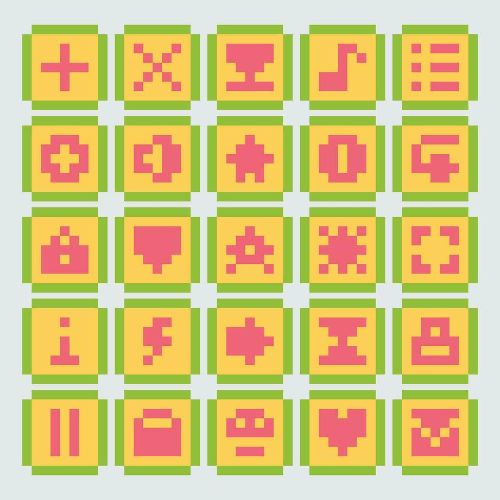 píxel juego ui íconos conjunto vector ilustración