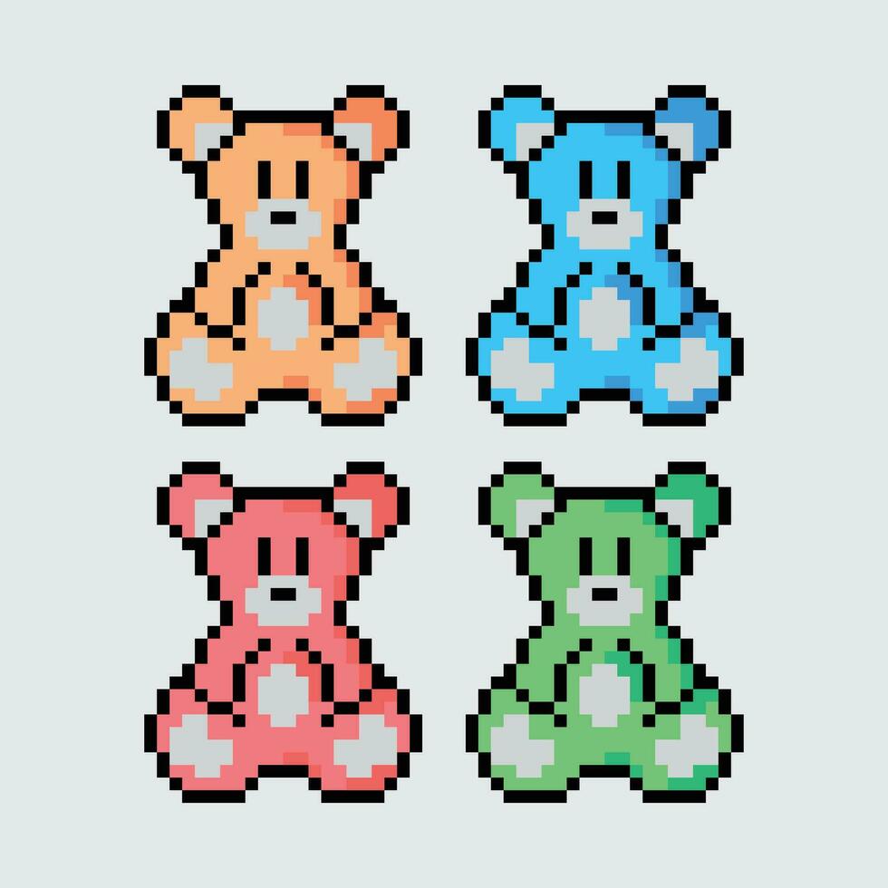 pixel art teddy bears vector illustration