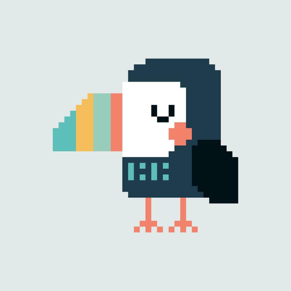 pixel art toucan bird vector