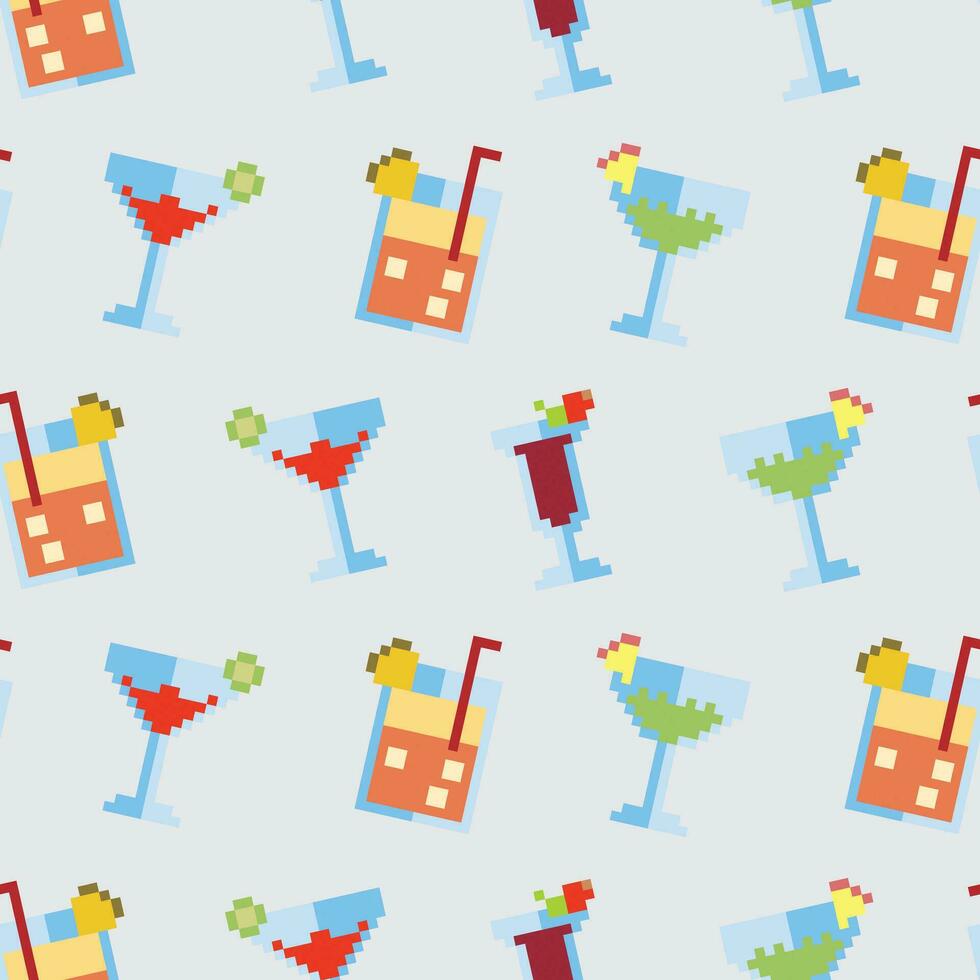 a pattern with colorful drinks and glasses vector