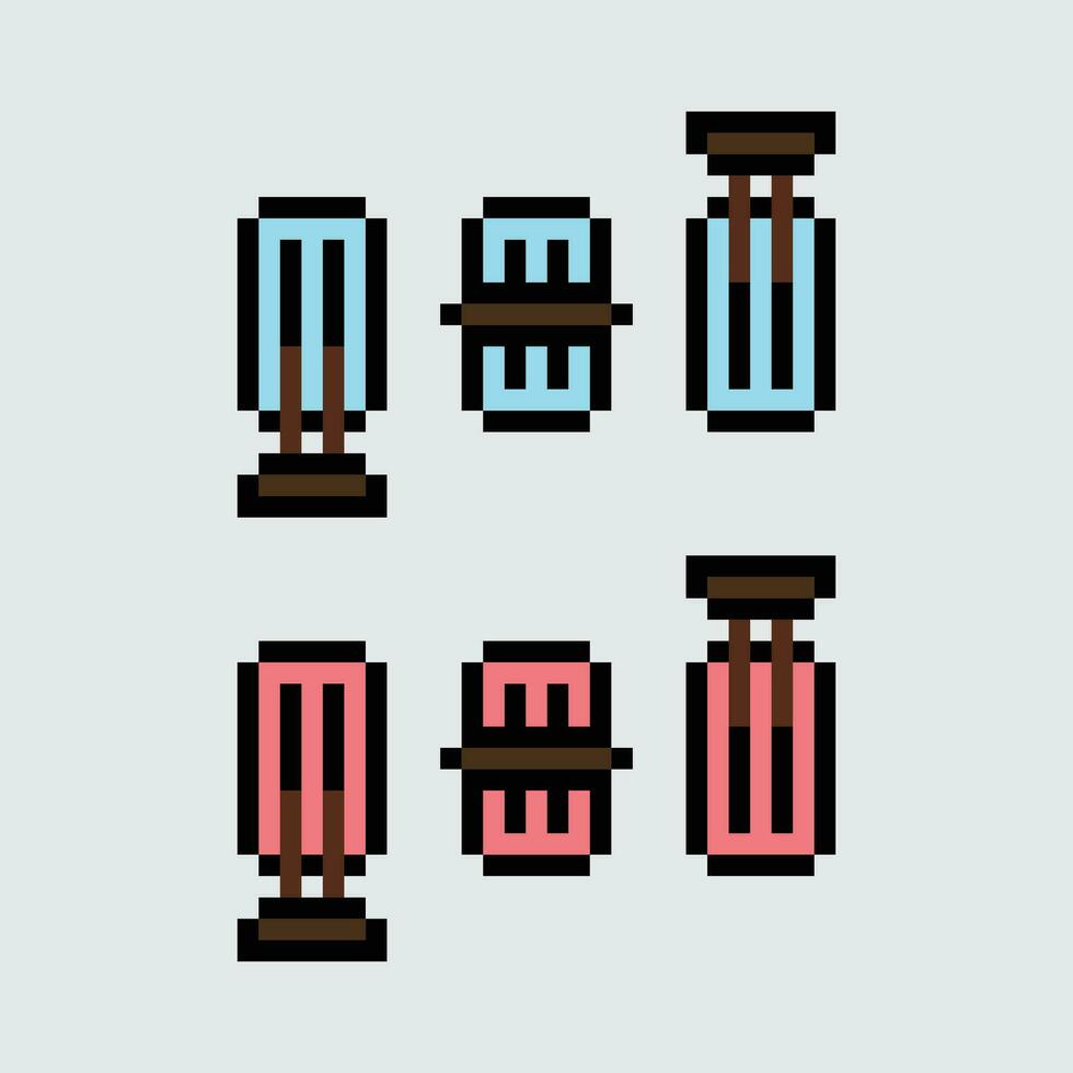 pixel art of a button control with a red and blue hand vector