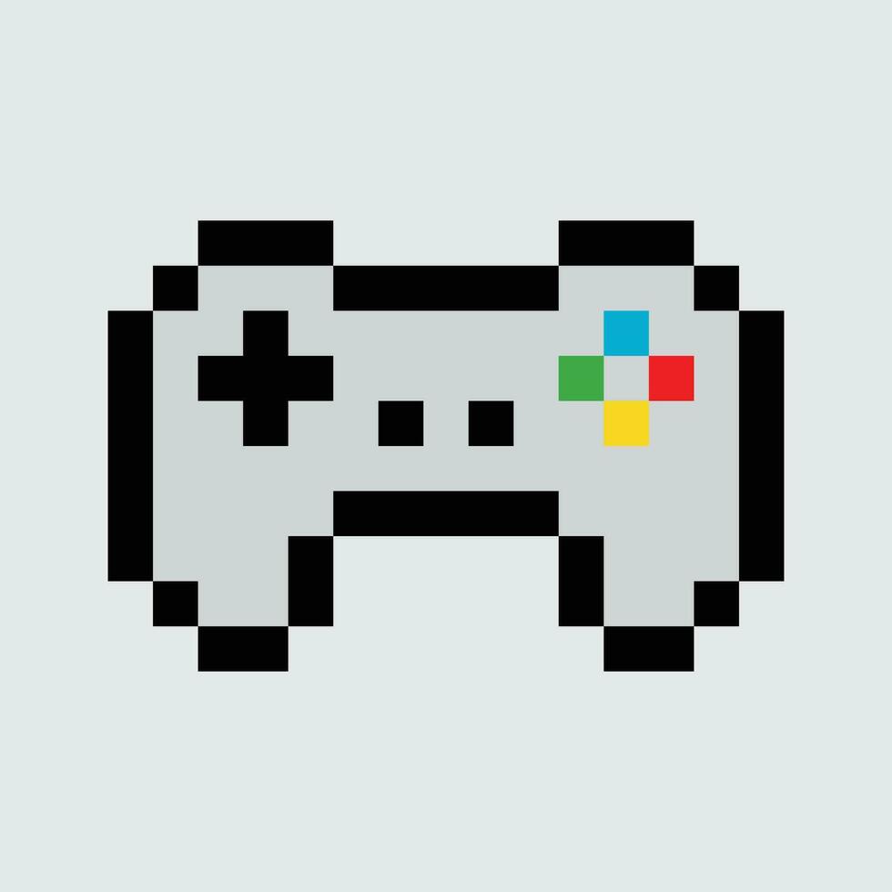 a pixel game controller on a gray background vector