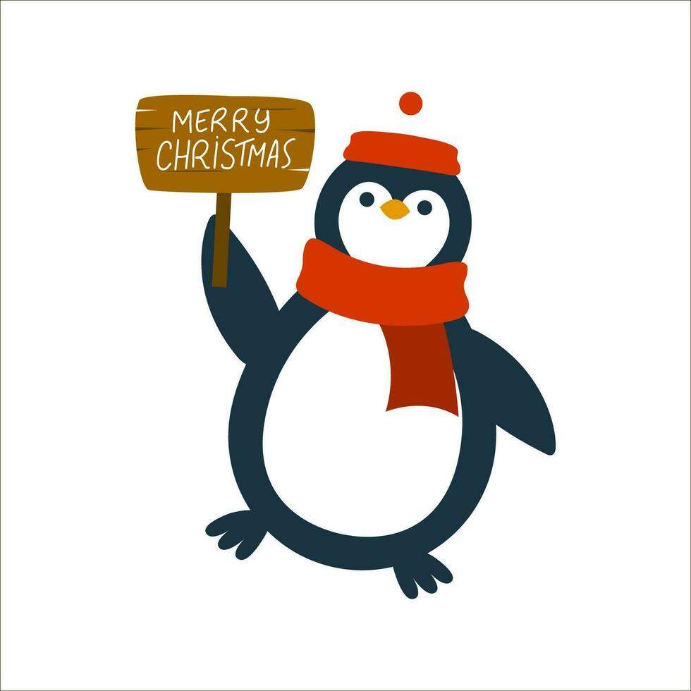 Christmas penguin with an information vector