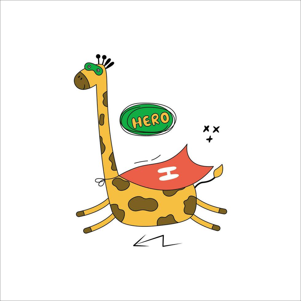 Giraffe in funny comic costumes. vector