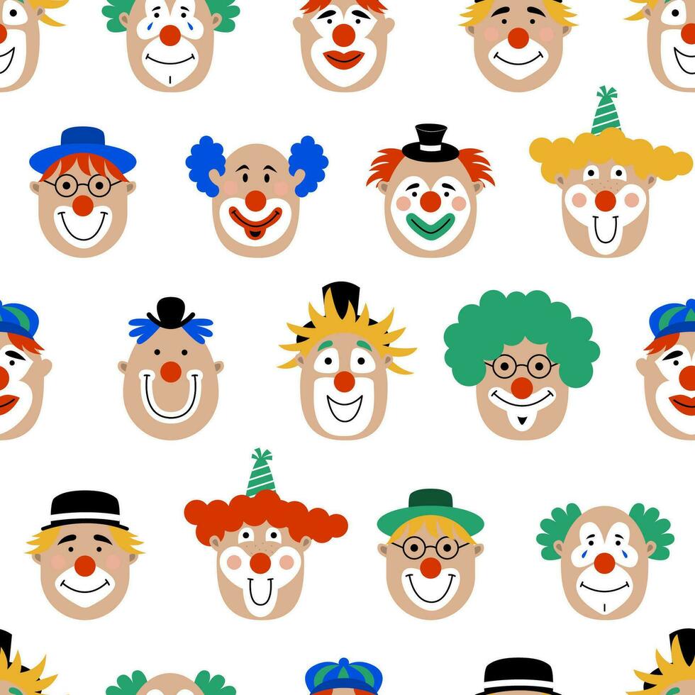 Fun clowns seamless pattern. vector