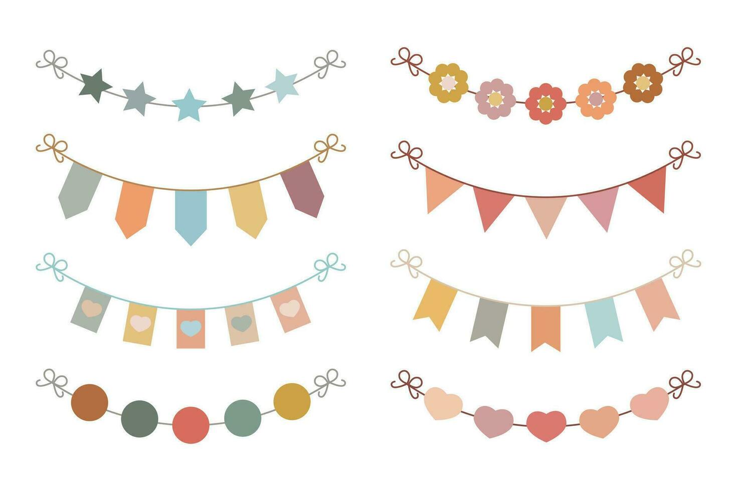 conjunto de fiesta banderas en boho estilo. vector