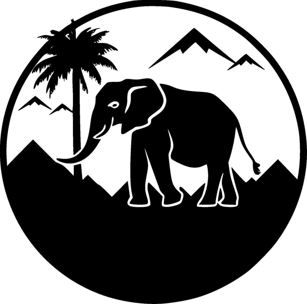 Elephant, Black and White Vector illustration