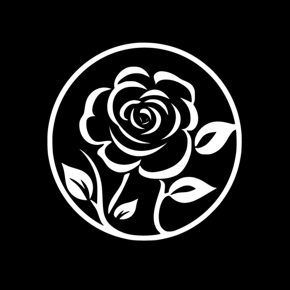 flor - negro y blanco aislado icono - vector ilustración