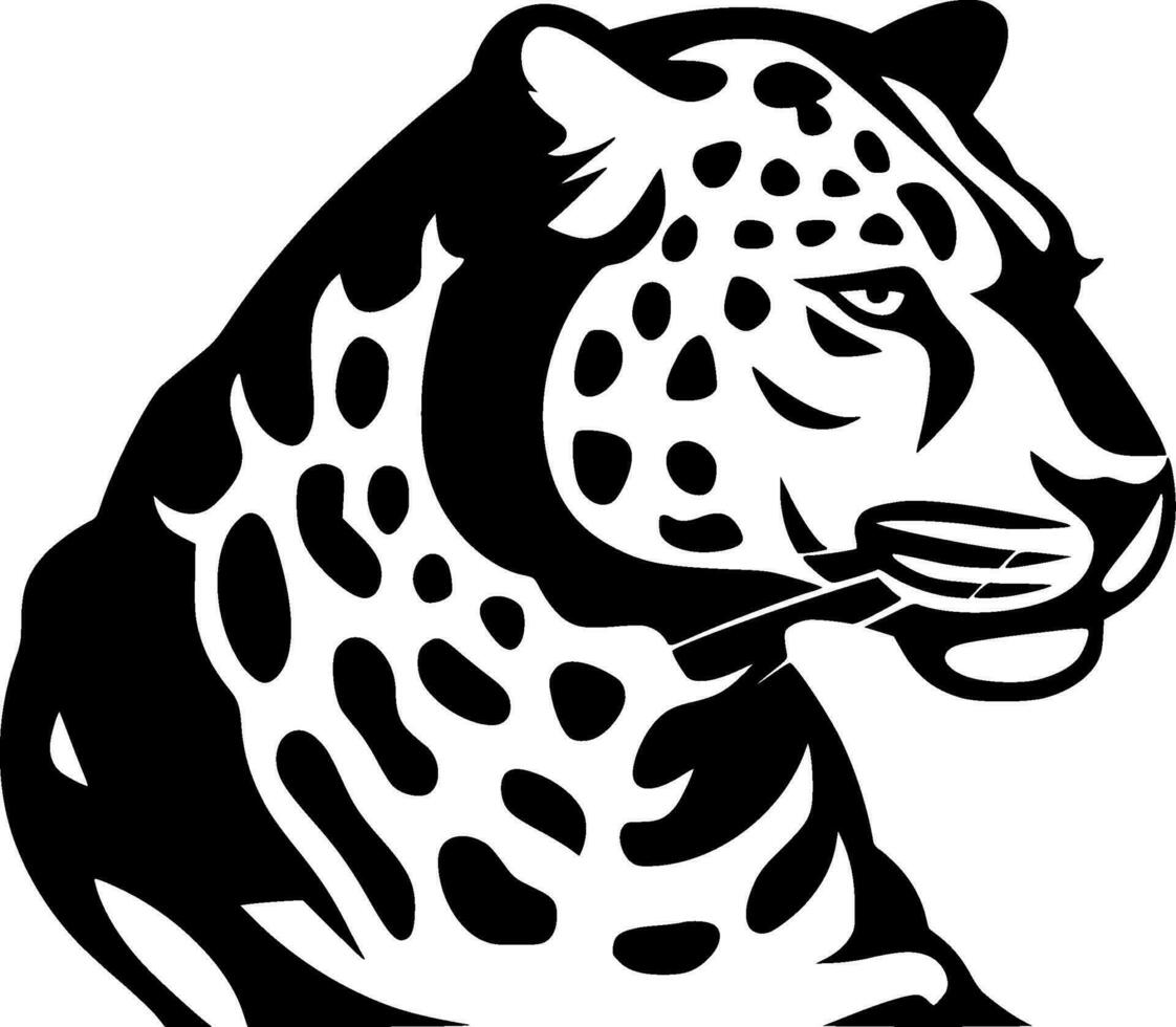 leopardo - negro y blanco aislado icono - vector ilustración