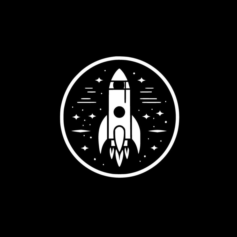 Rocket, Black and White Vector illustration