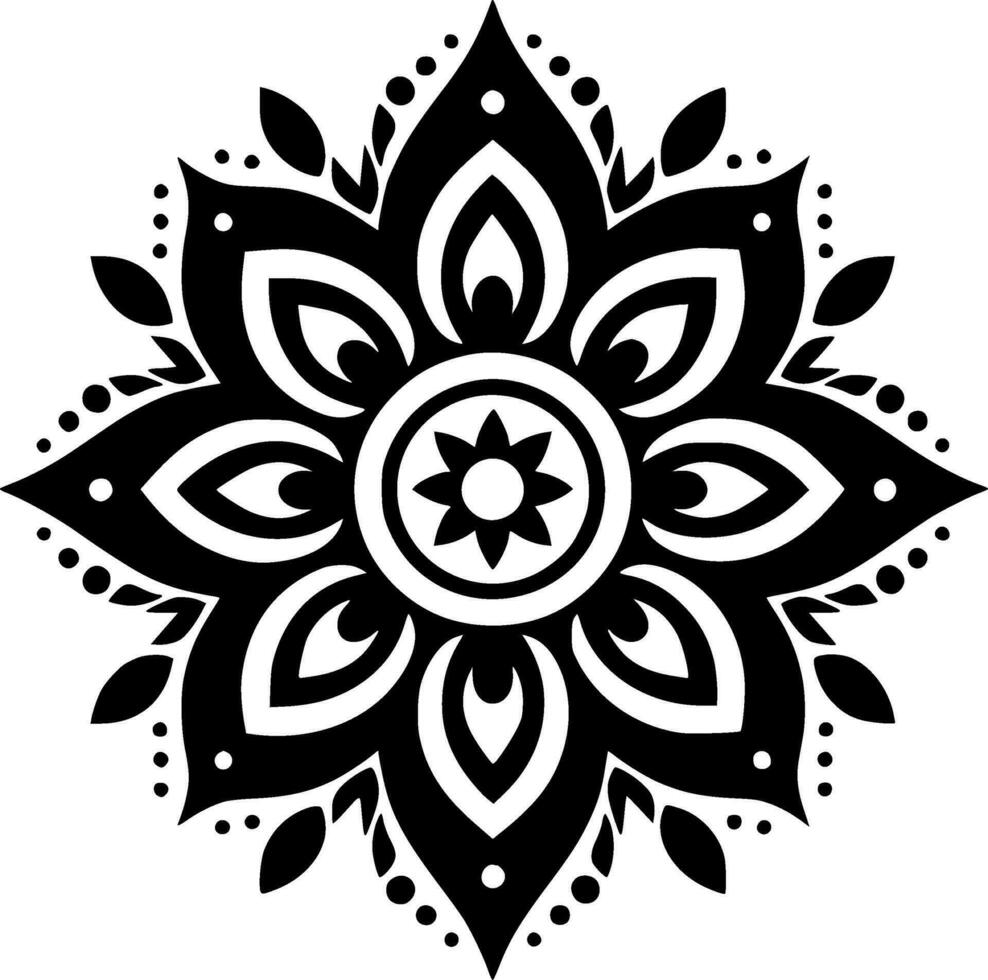 Mandala - Black and White Isolated Icon - Vector illustration