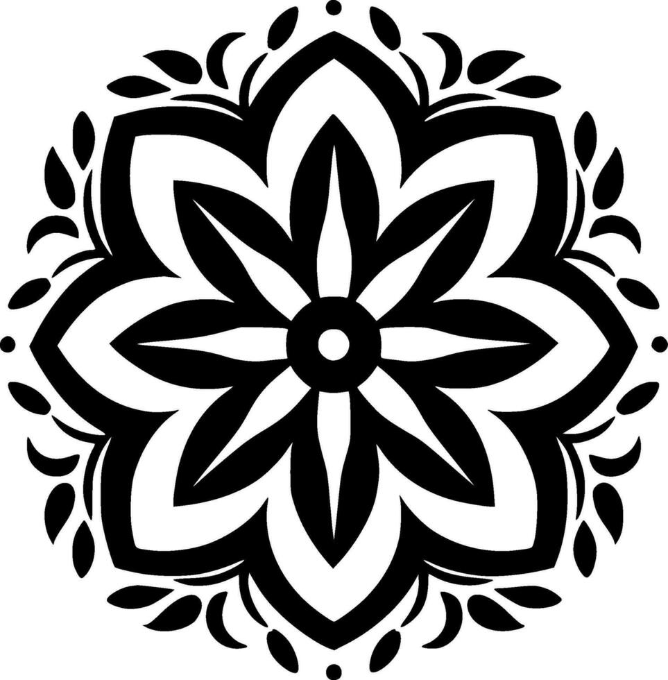 Mandala, Black and White Vector illustration