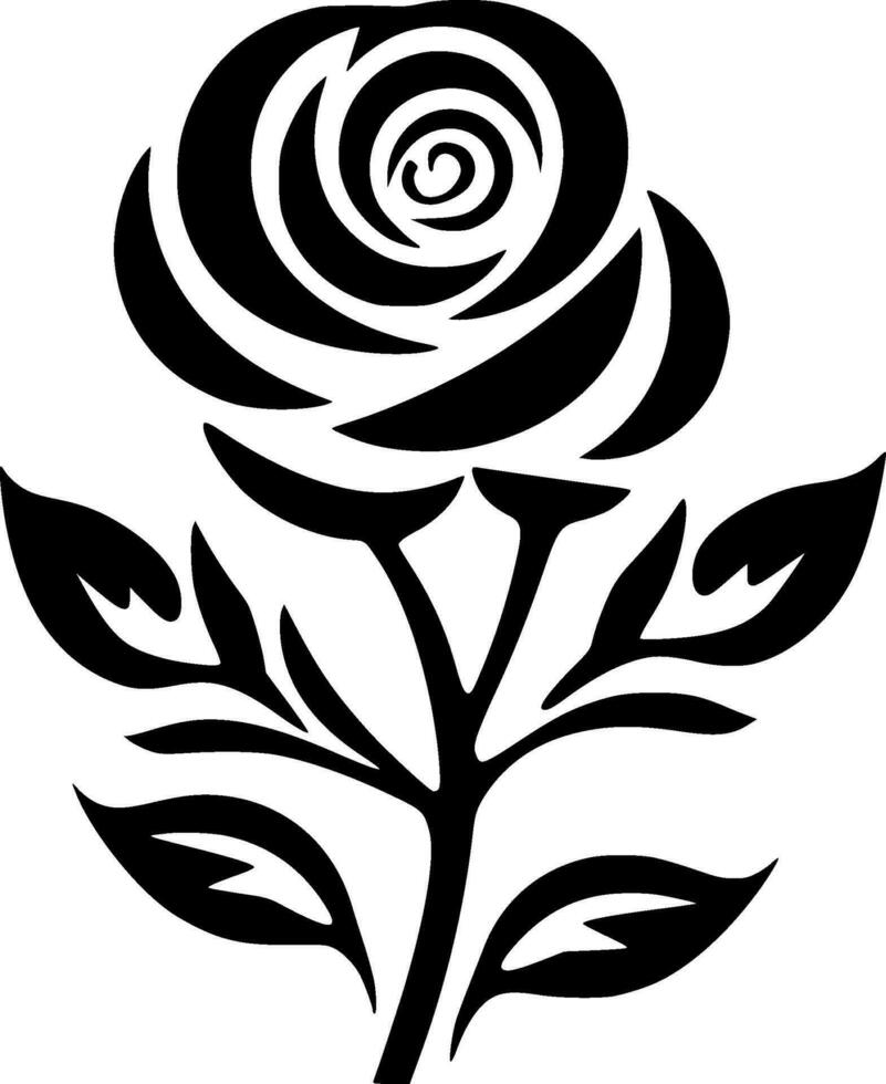 flores - negro y blanco aislado icono - vector ilustración