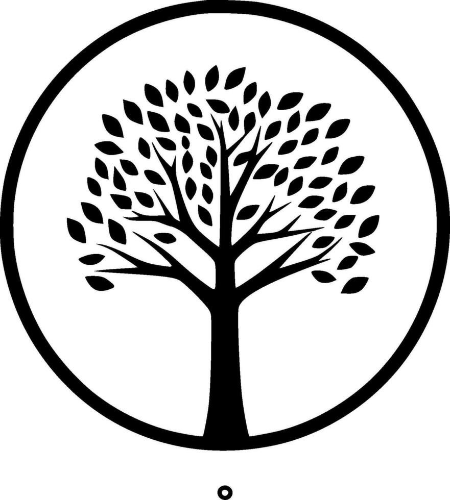 árbol - negro y blanco aislado icono - vector ilustración