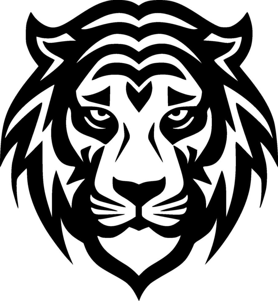 Tigre - negro y blanco aislado icono - vector ilustración