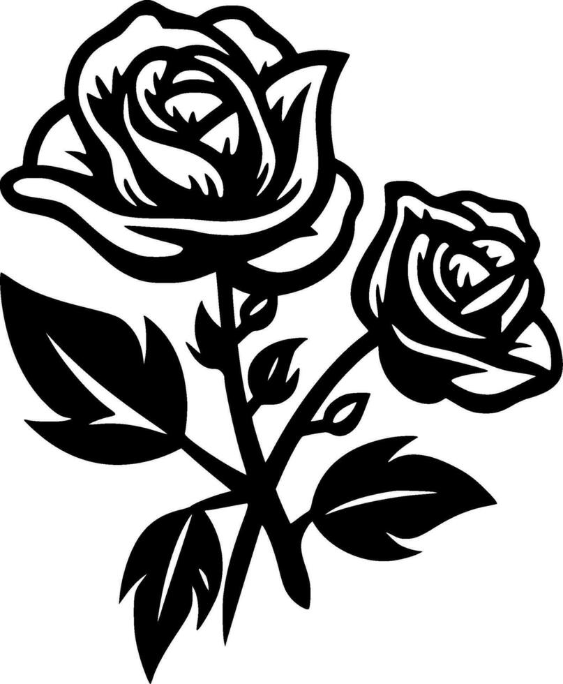 Roses, Black and White Vector illustration