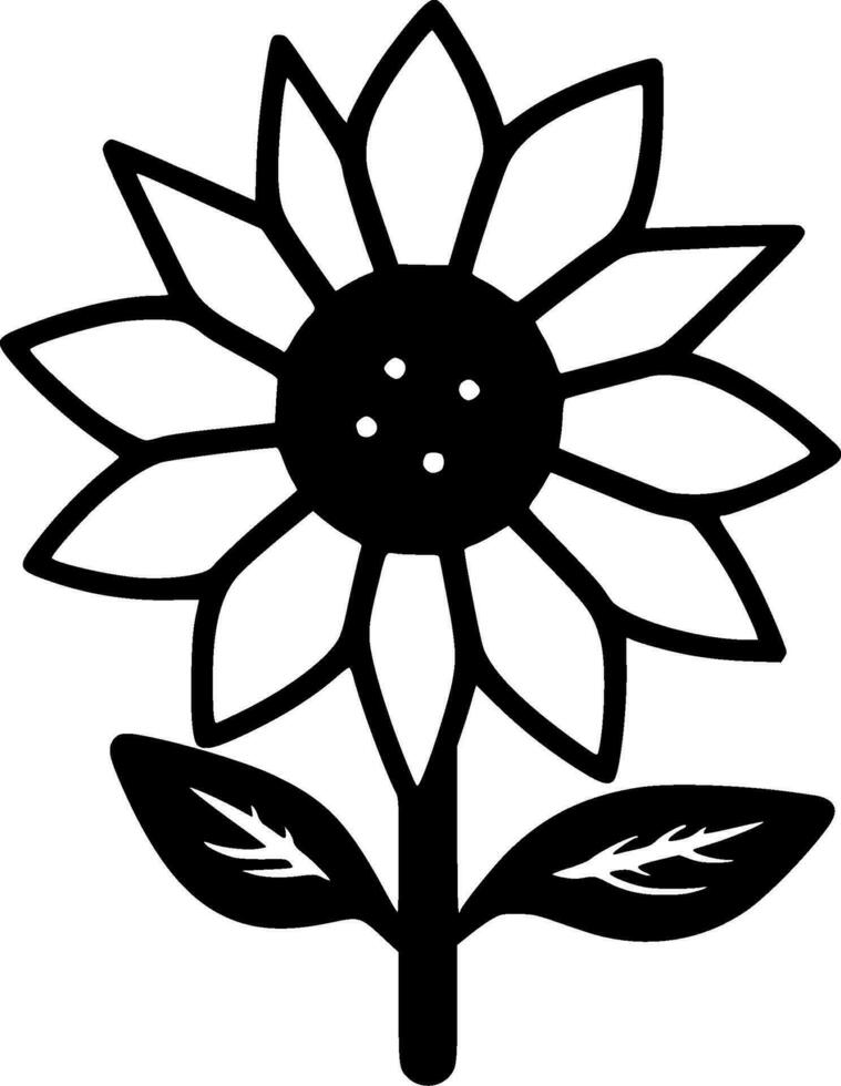 Flower - Black and White Isolated Icon - Vector illustration