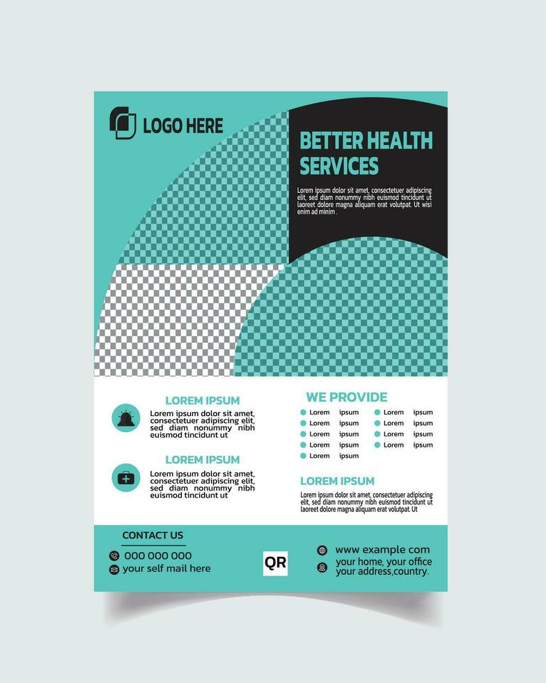 Elegance medical flyer, hospital flyer template unique hospital cover design vector