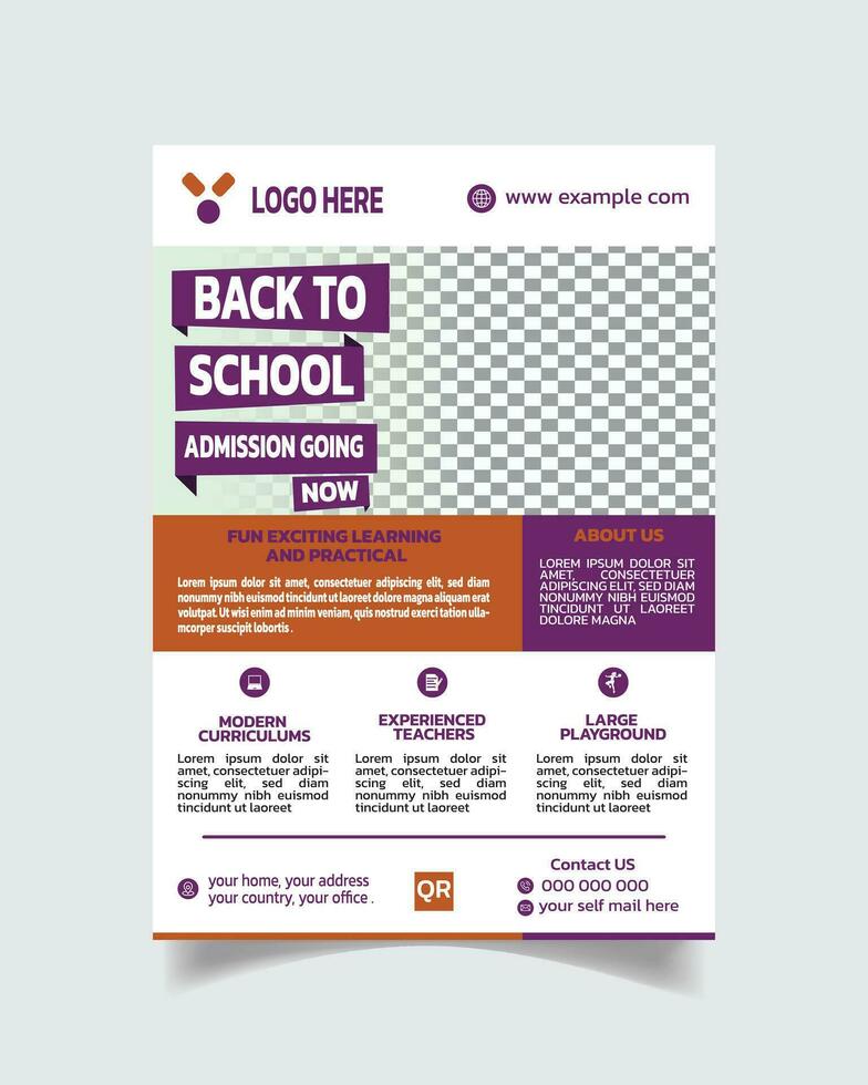 Children Admission Open Flyer or School Poster and  Modern School Leaflet Vector File