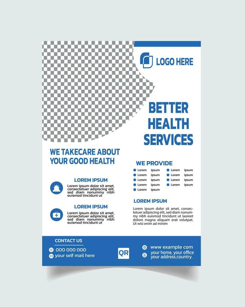 Minimalistic medical flyer, healthcare flyer template unique hospital cover design vector