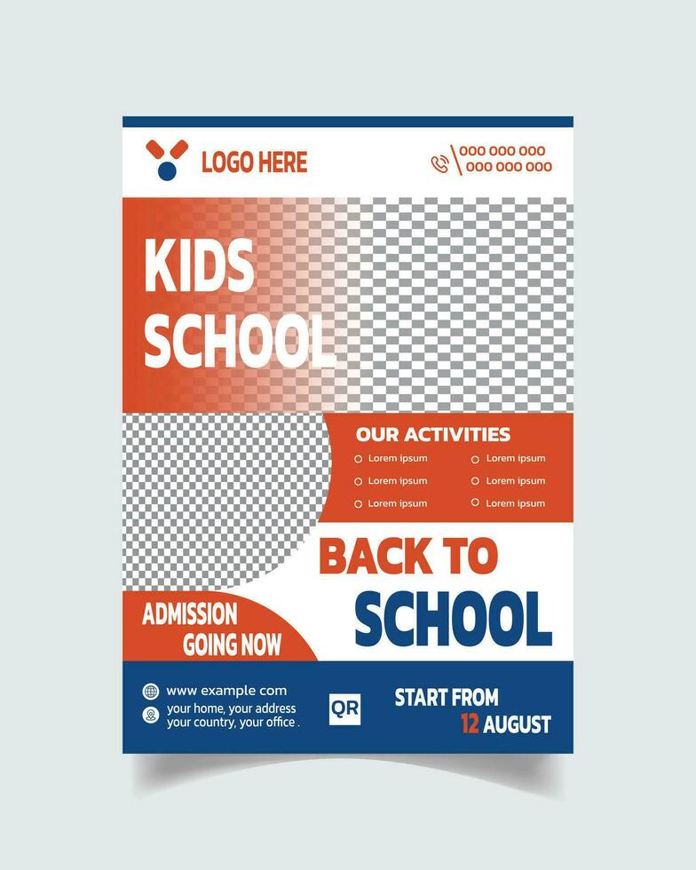 Modern Admission Flyer and Creative School Admission  Leaflet Vector File A4