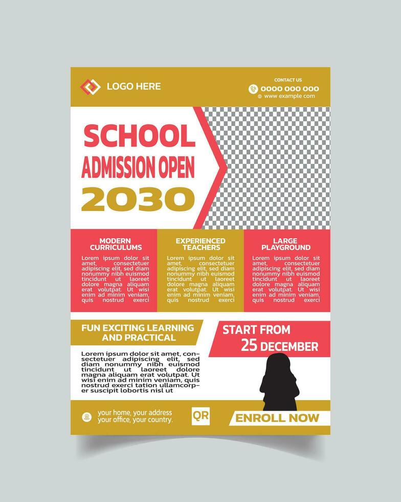 Children's Admission Open Flyer Template and School Admission Leaflet Design A4 vector