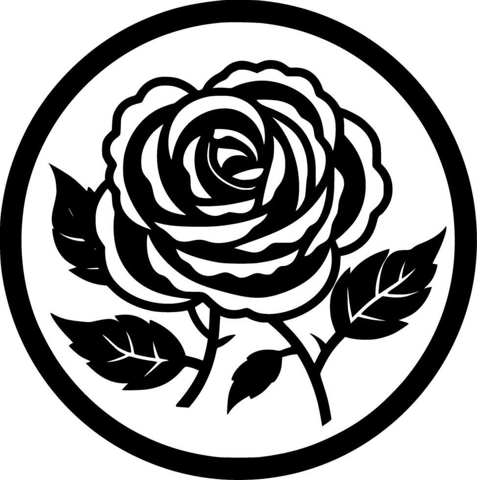 flor - negro y blanco aislado icono - vector ilustración