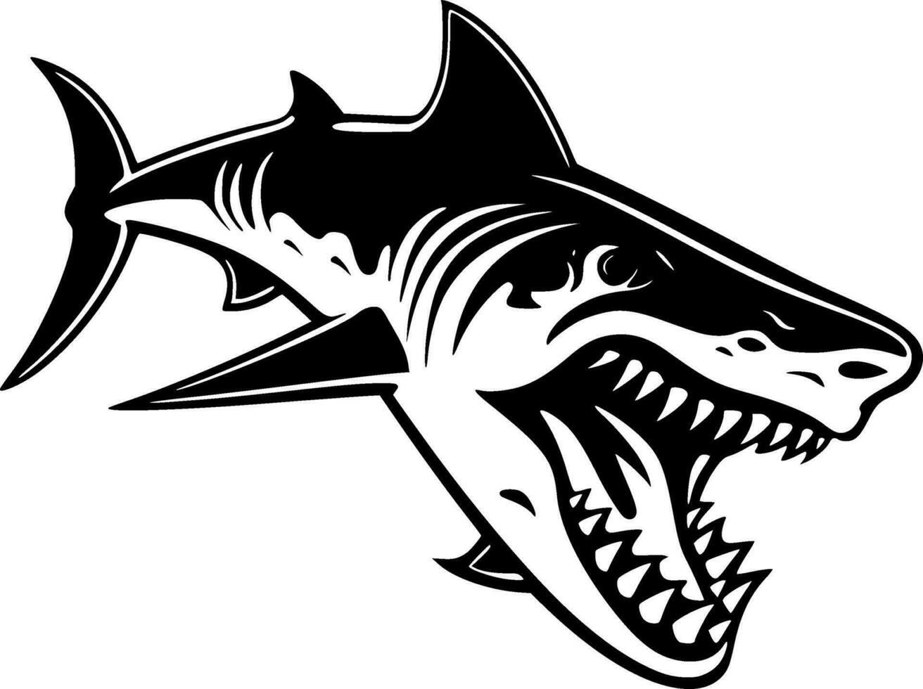 Shark - Black and White Isolated Icon - Vector illustration