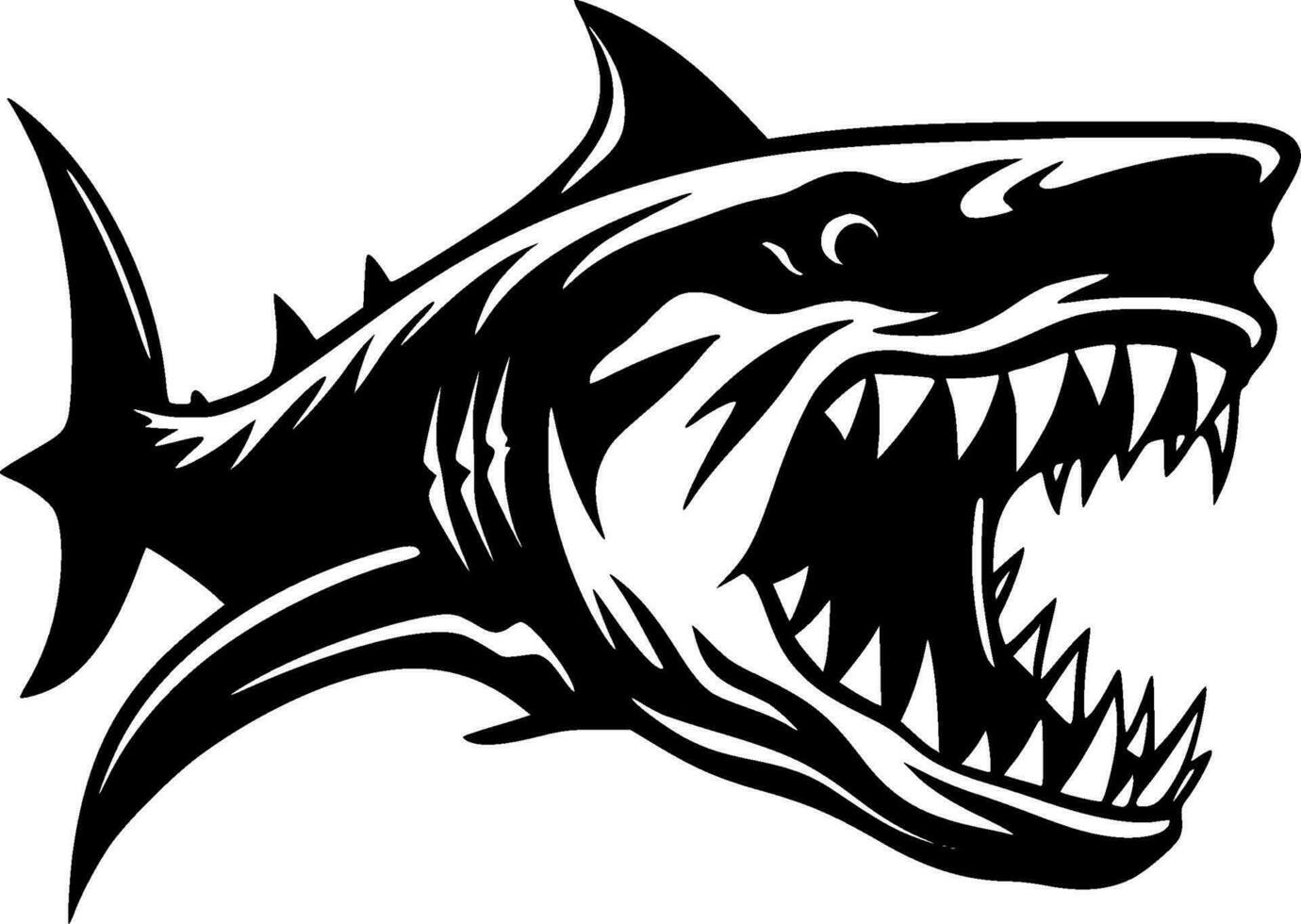 Shark, Black and White Vector illustration