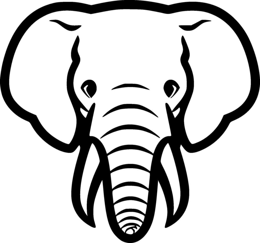 Elephant, Black and White Vector illustration