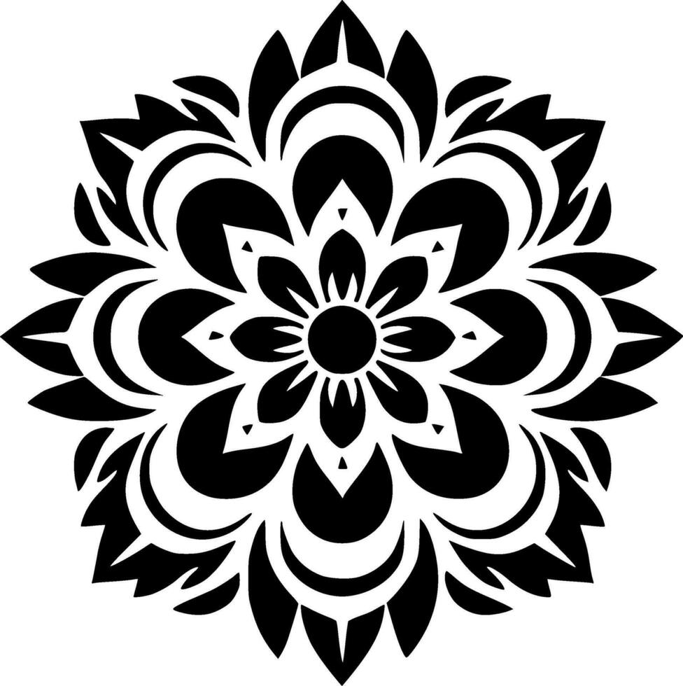Mandala - Black and White Isolated Icon - Vector illustration