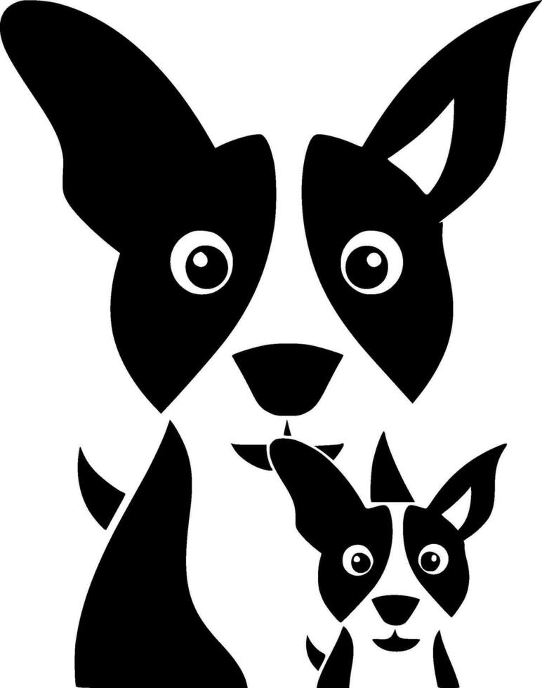 perro mamá - negro y blanco aislado icono - vector ilustración