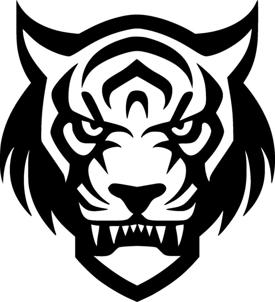Tiger - Black and White Isolated Icon - Vector illustration
