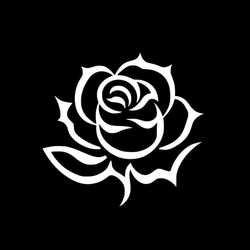 Rose - Black and White Isolated Icon - Vector illustration