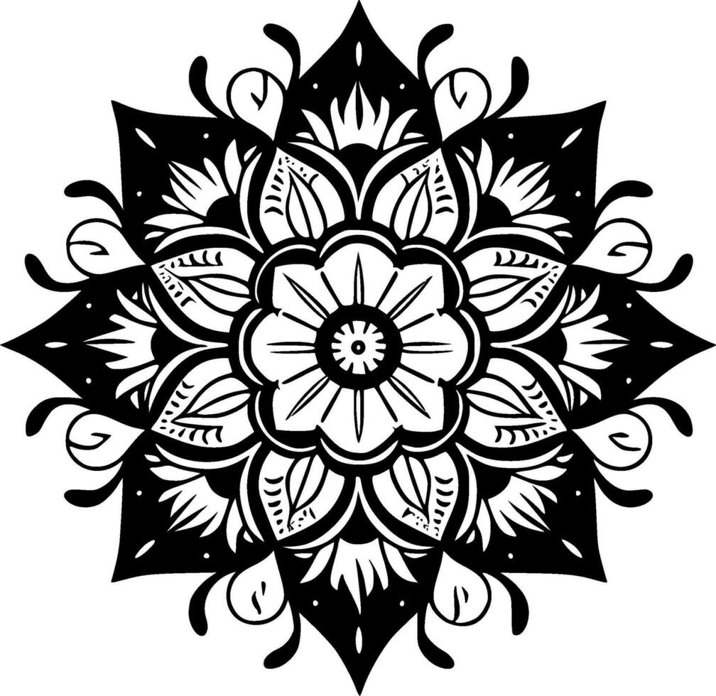 Mandala - Black and White Isolated Icon - Vector illustration