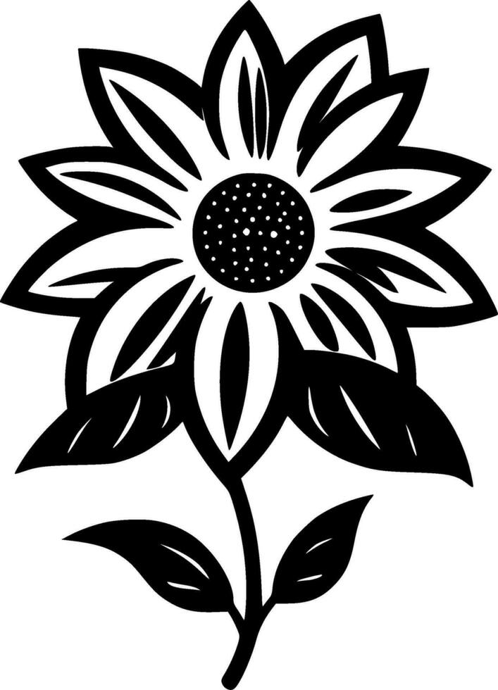 Flower, Black and White Vector illustration