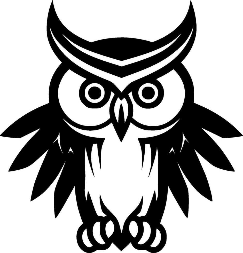 Owl - Black and White Isolated Icon - Vector illustration