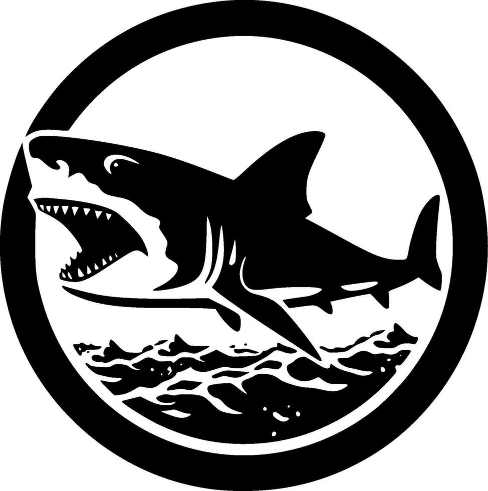 Shark, Black and White Vector illustration