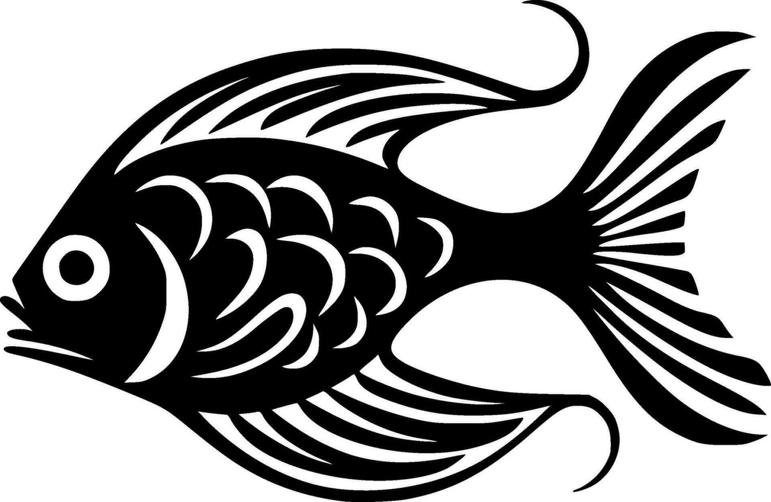 Fish, Black and White Vector illustration