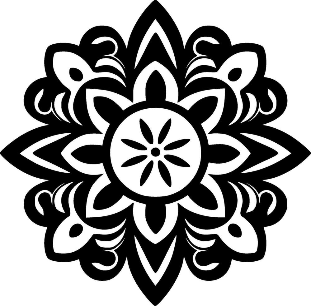 Mandala, Black and White Vector illustration