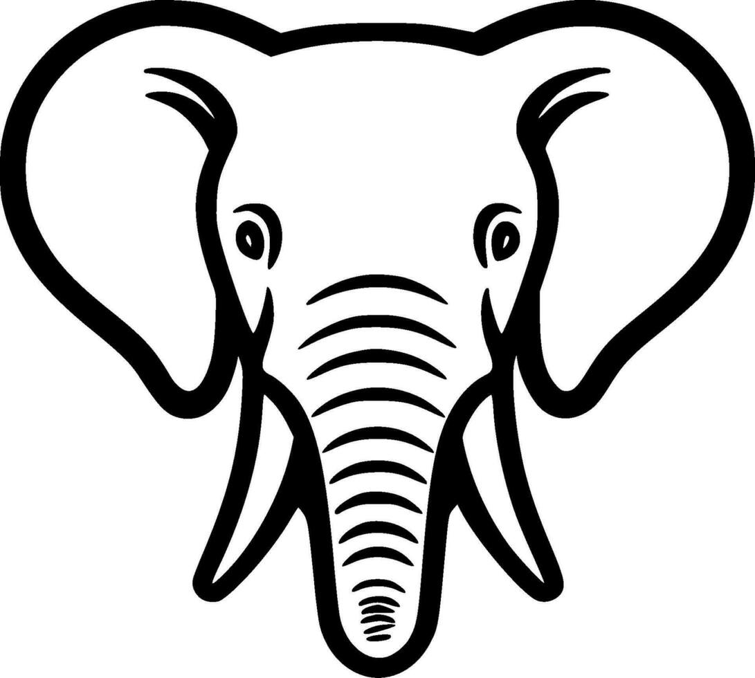 Elephant - Black and White Isolated Icon - Vector illustration