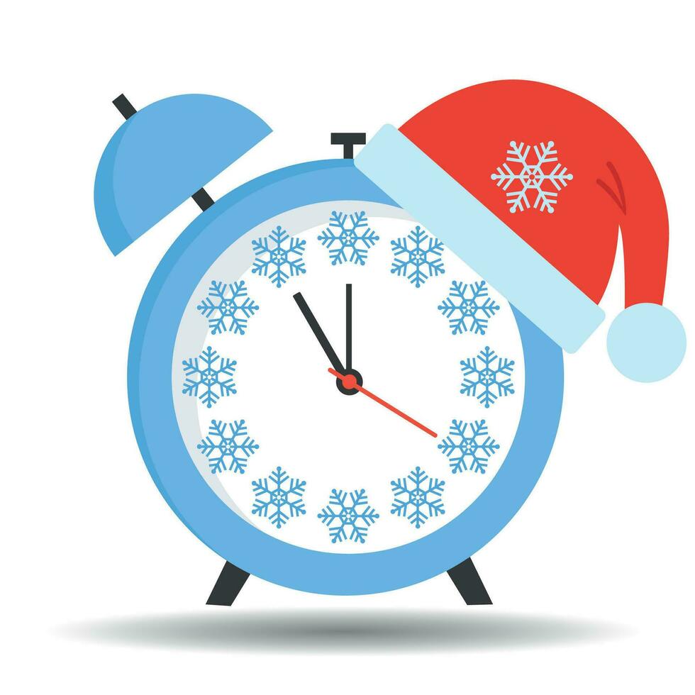 alarma reloj con Papa Noel claus sombrero. vector