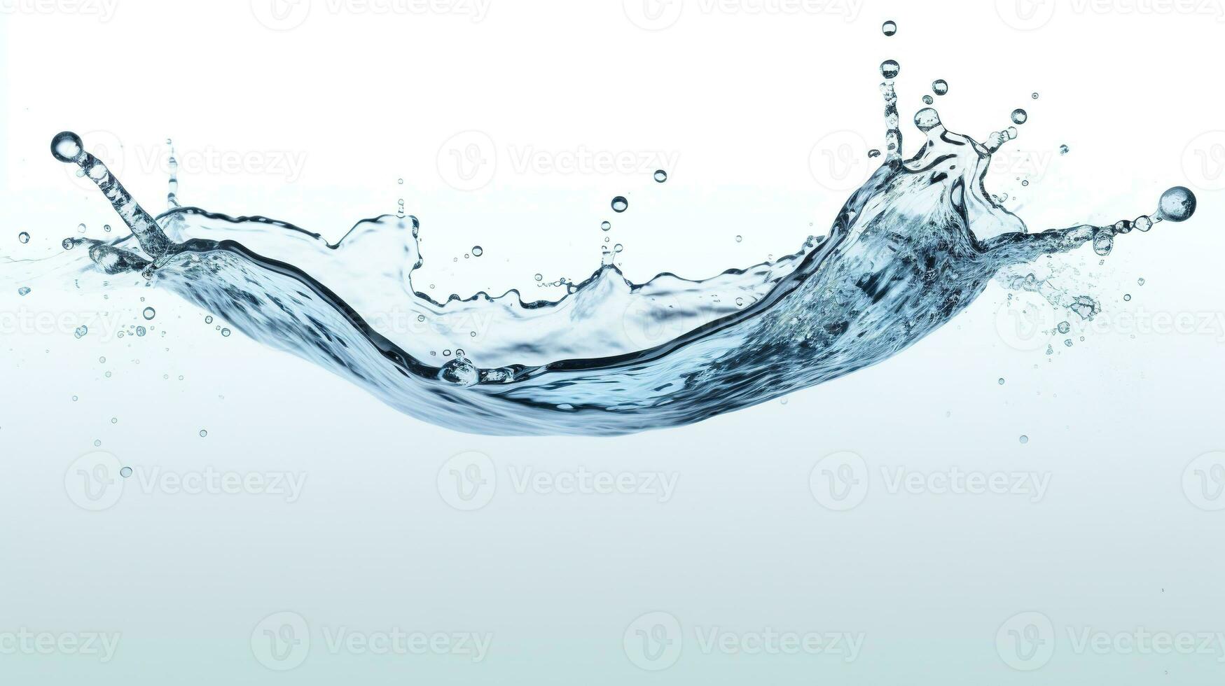 AI generated Water Splash on White Background. Fresh, Pure, Drink, Nature photo