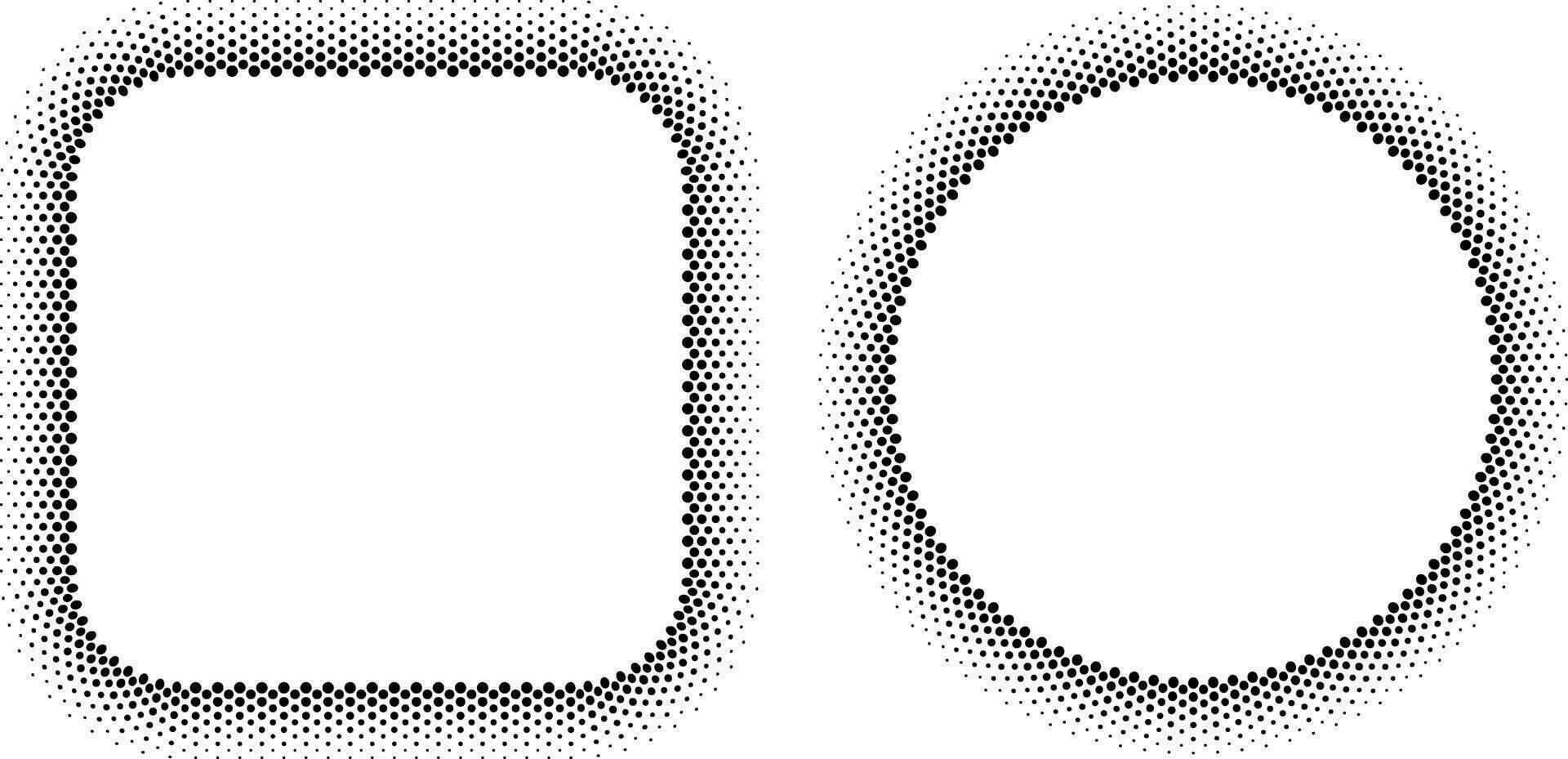 circle and square dots halftone frame set vector